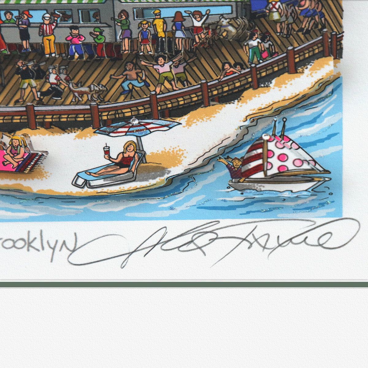 Charles Fazzino- 3D Construction Silkscreen Serigraph "Take the B-Train to Brooklyn"