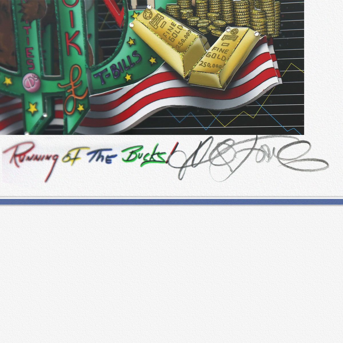 Charles Fazzino- 3D Construction Silkscreen Serigraph "Running of the Bucks!"