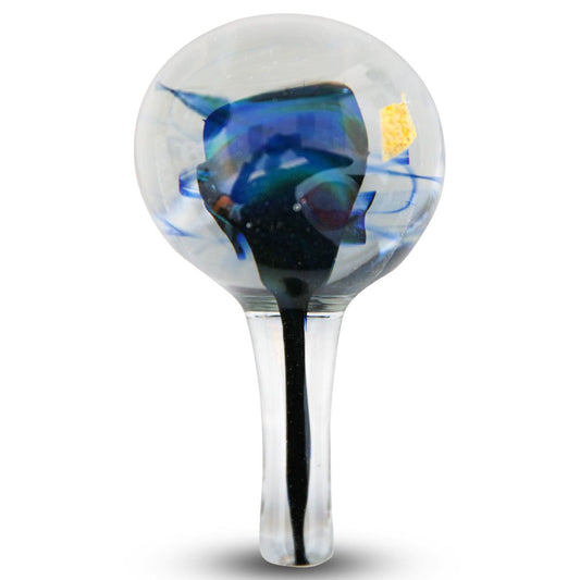 Jean-Claude Novaro- Handmade Glass "3 Layer Vase Blue & Gold"