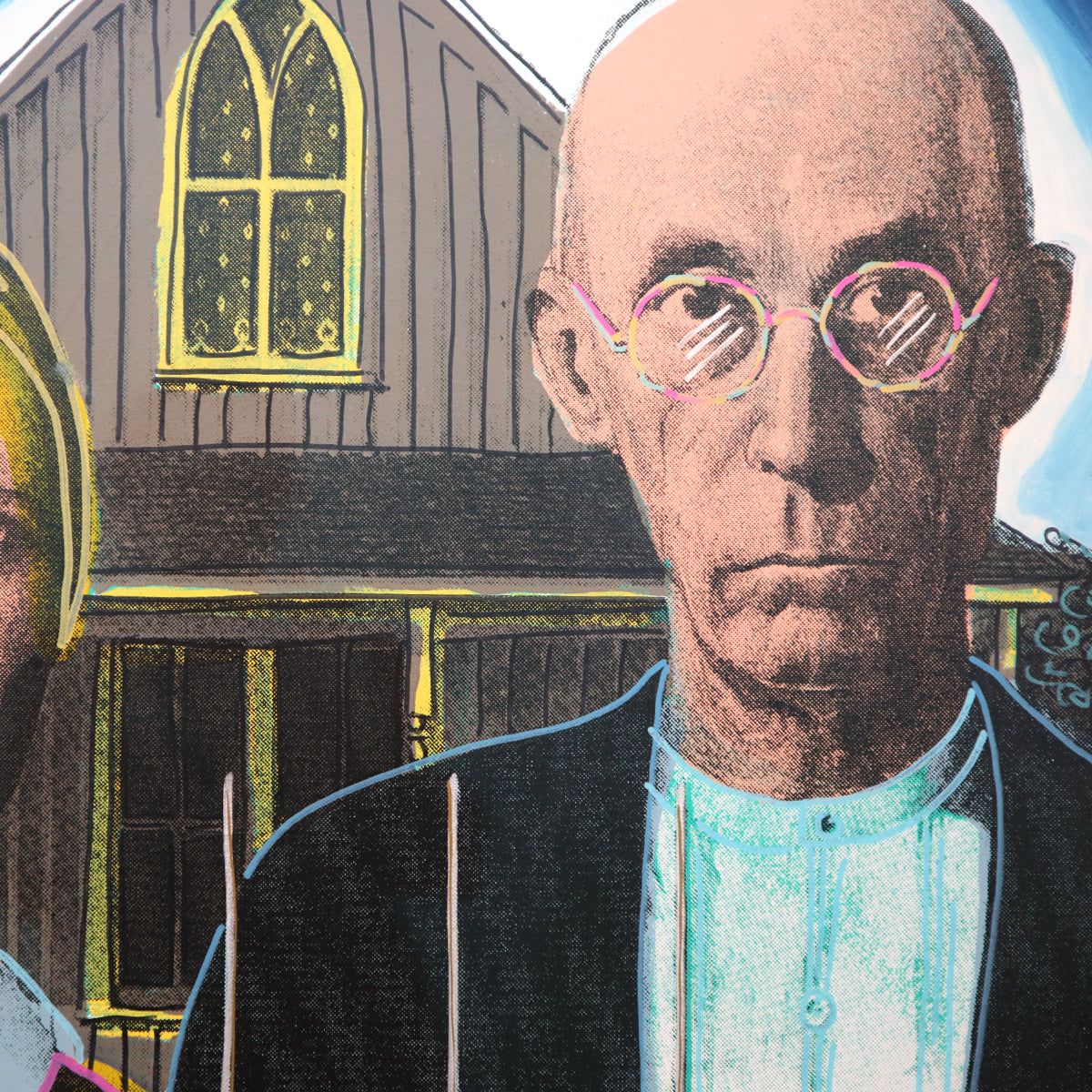 Steve Kaufman- Hand Embellish Limited Edition Silkcreen "American Gothic"