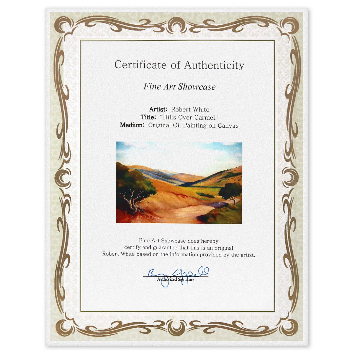 Robert White- Original Oil on Canvas "Hills Over Carmel"