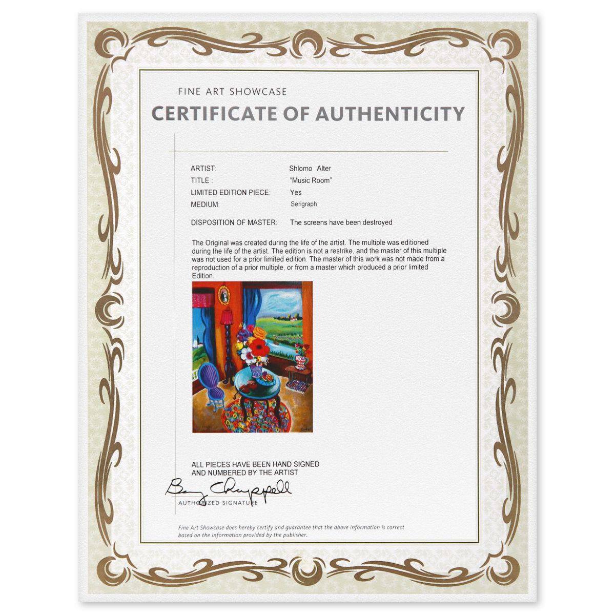 Shlmo Alter- Serigraph "Music Room"