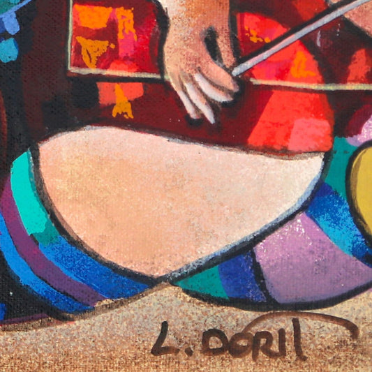 Dorit Levy- Hand Embelished Serigraph on Canvas "Chess Players"