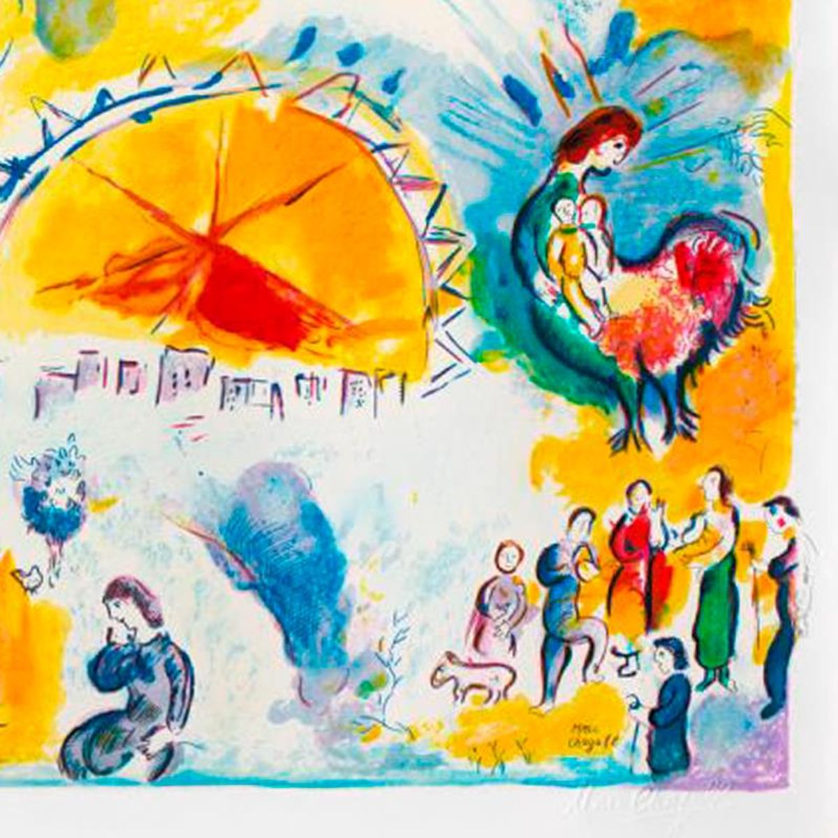 Chagall (1887-1985)- Lithograph "La Procession De Noel"