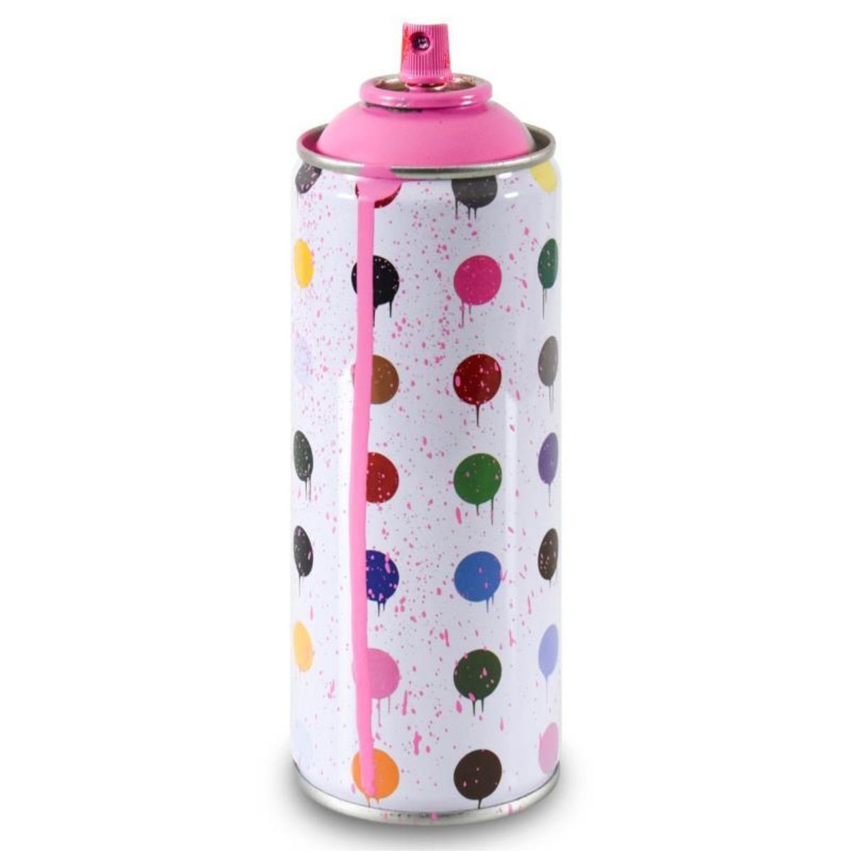Mr. Brainwash, "Hirst Dots (Pink)" Limited Edition Hand Painted Spray Can with Plate Signature.
