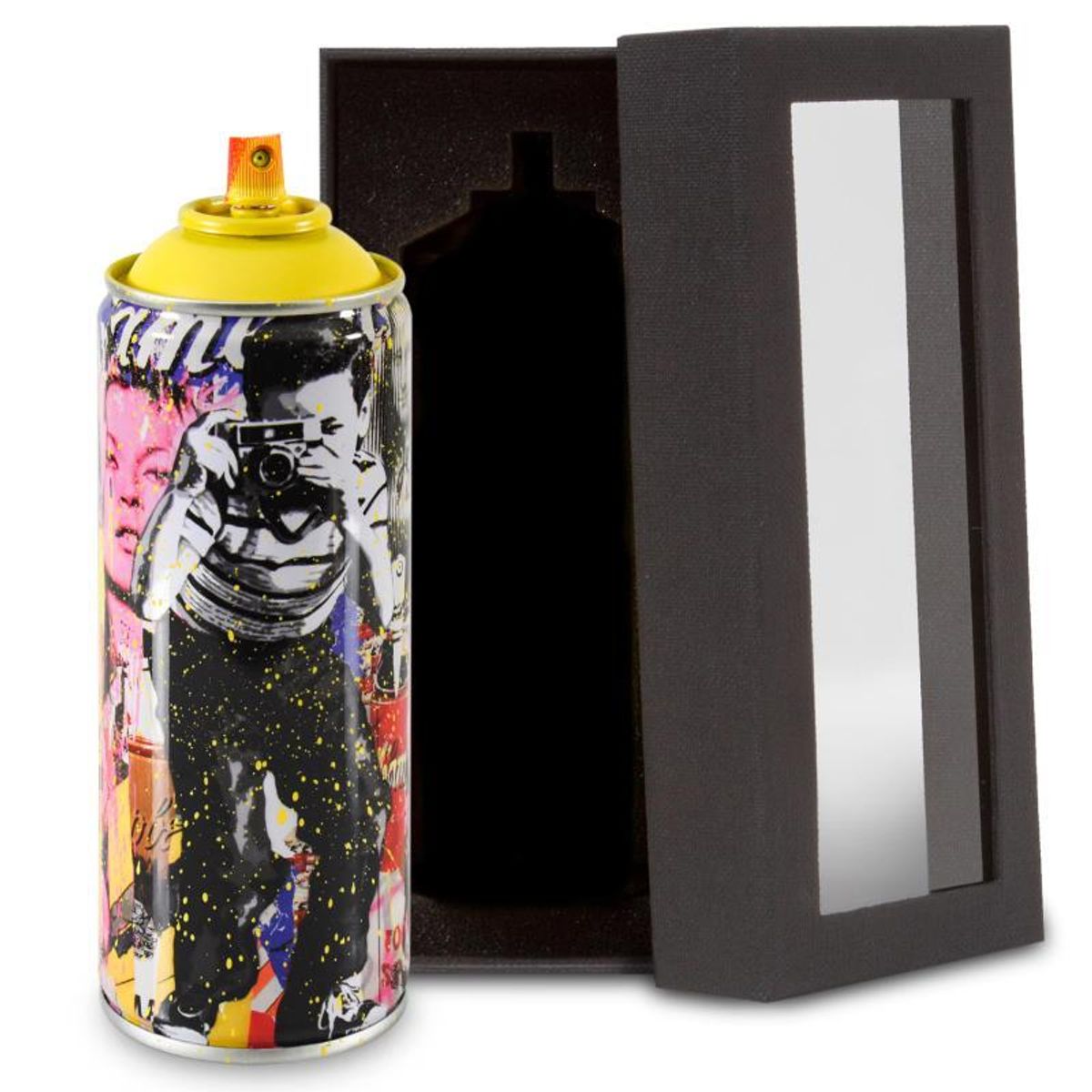Mr. Brainwash, "Smile - Full (Yellow)" Limited Edition Hand Painted Spray Can with Plate Signature.