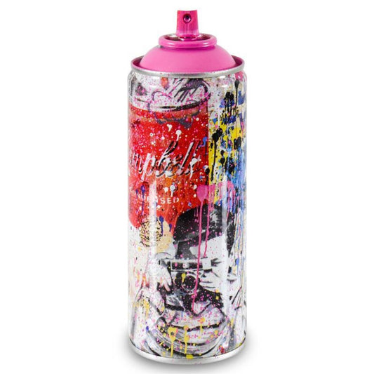 Mr. Brainwash, "Smile - Portrait (Pink)" Limited Edition Hand Painted Spray Can with Plate Signature.