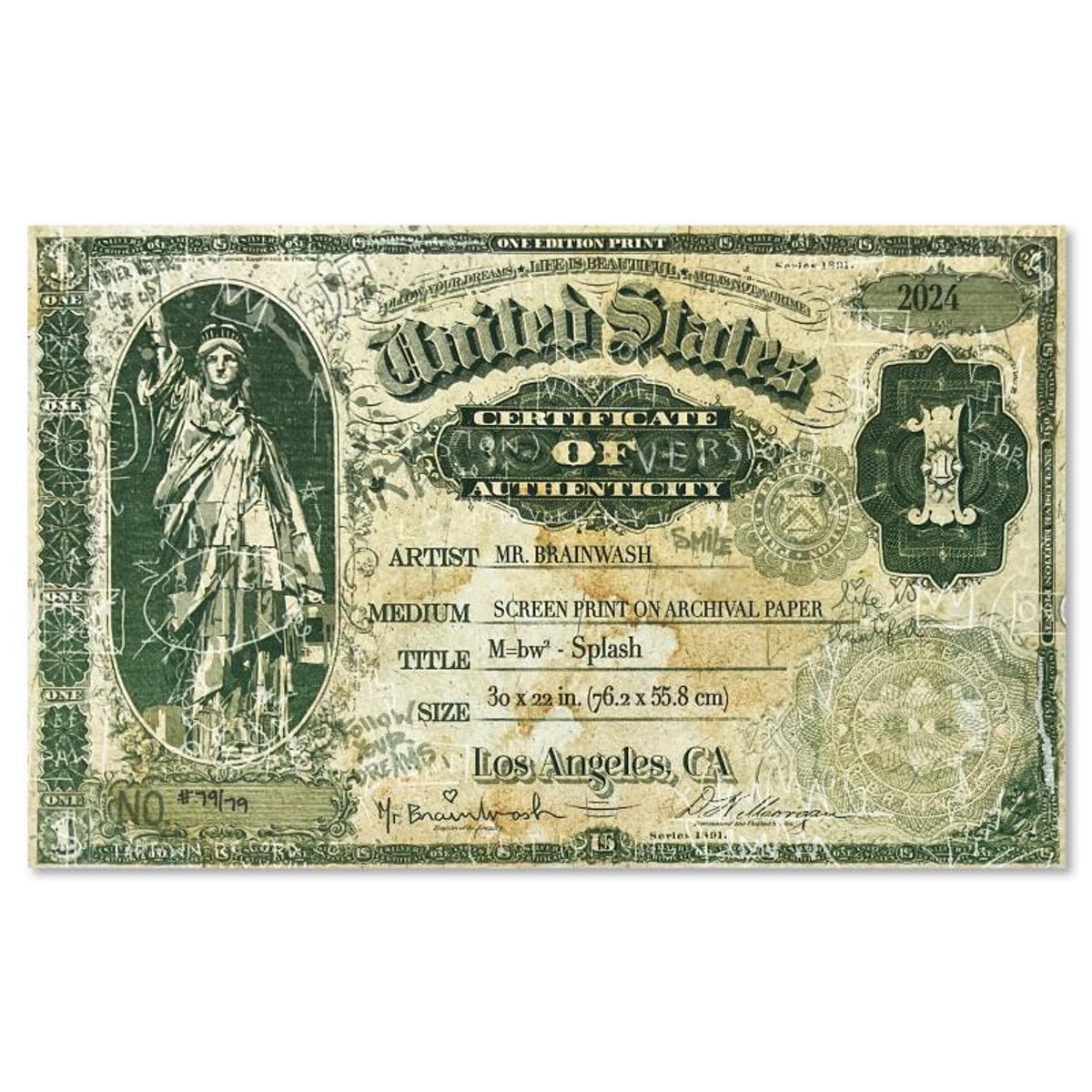 Mr. Brainwash, "M=BW2 Splash" Framed Limited Edition Silk Screen, Numbered and Hand Signed with Certificate of Authenticity