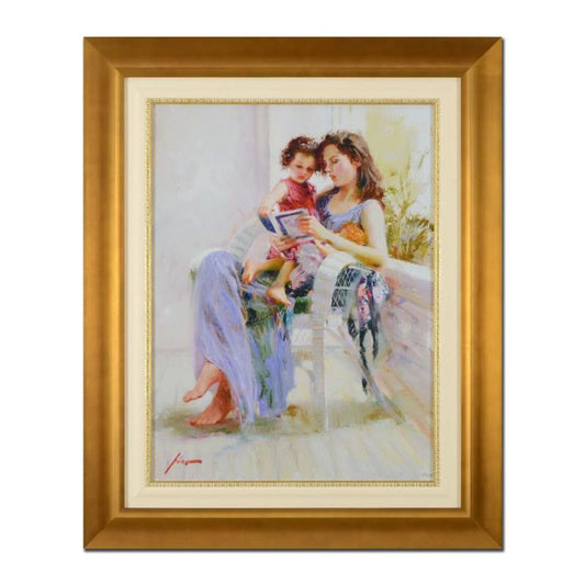 Pino (1939-2010), "Book of Poems" Framed Limited Edition Hand Embellished Giclee on Canvas. Numbered and Hand Signed with Certificate of Authenticity.