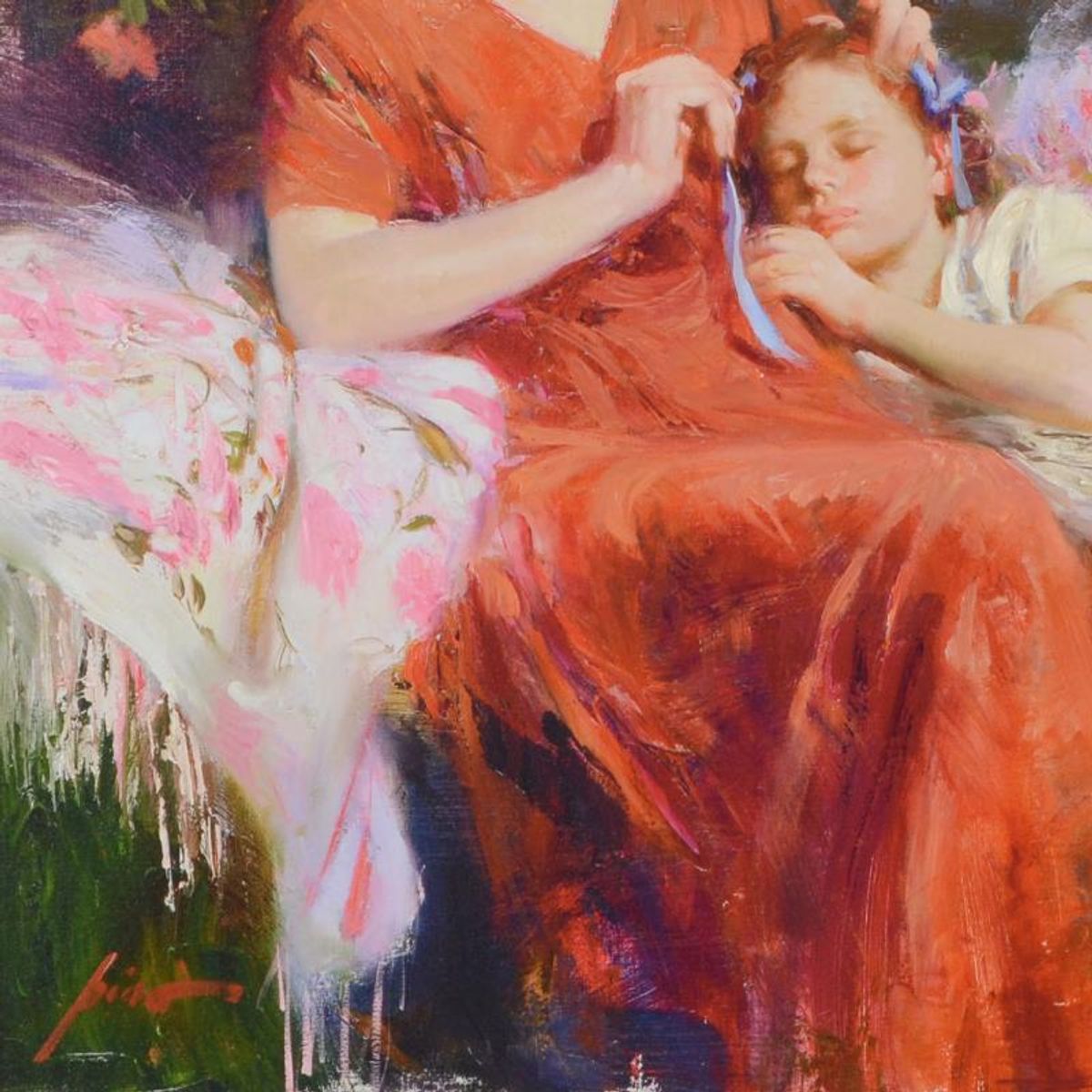 Pino (1939-2010), "Sweet Love" Framed Limited Edition Hand Embellished Giclee on Canvas. Numbered and Hand Signed with Certificate of Authenticity.