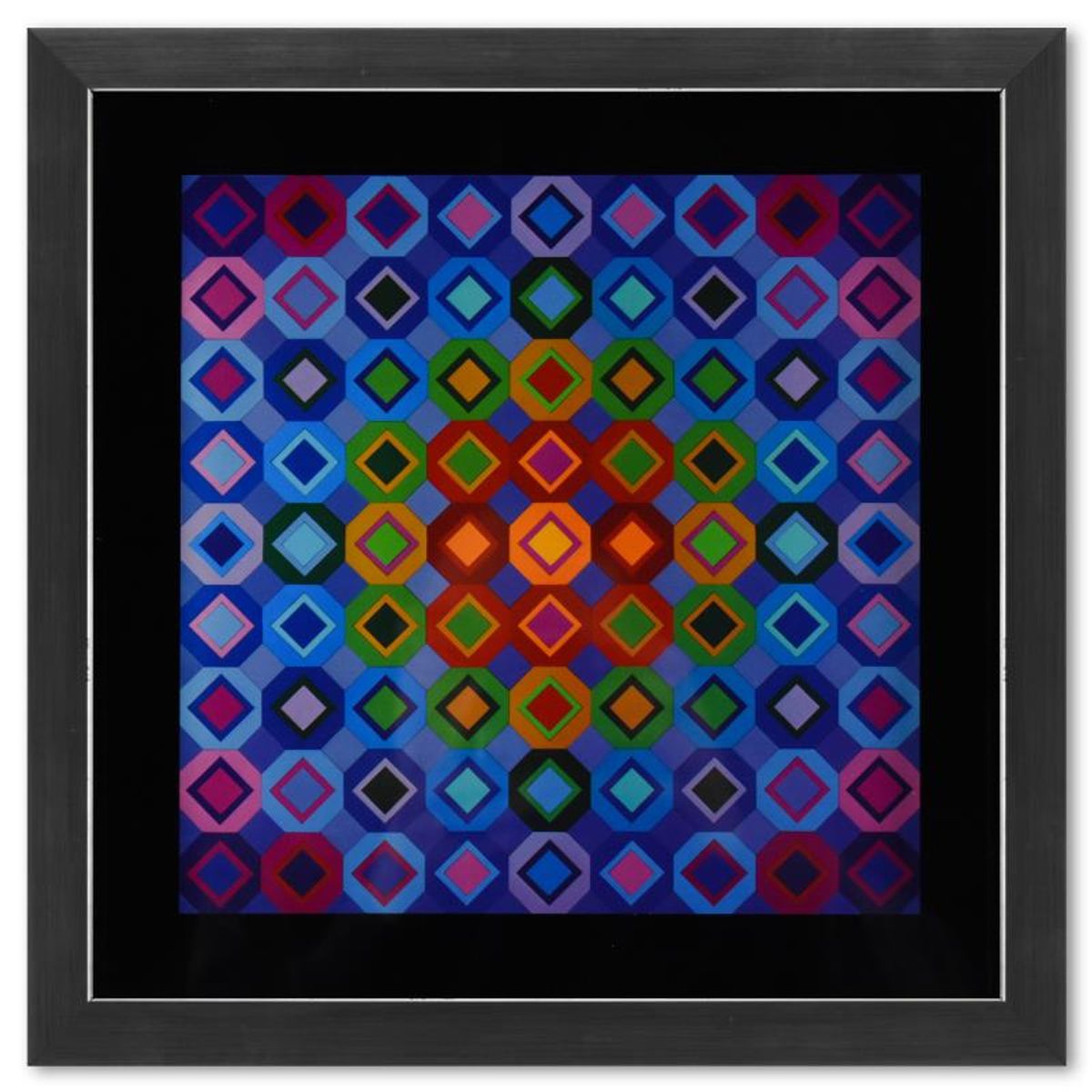 Victor Vasarely (1908-1997), "Folkokta de la serie Structures Universelles De L'Octogone" Framed 1975 Heliogravure Print with Letter of Authenticity