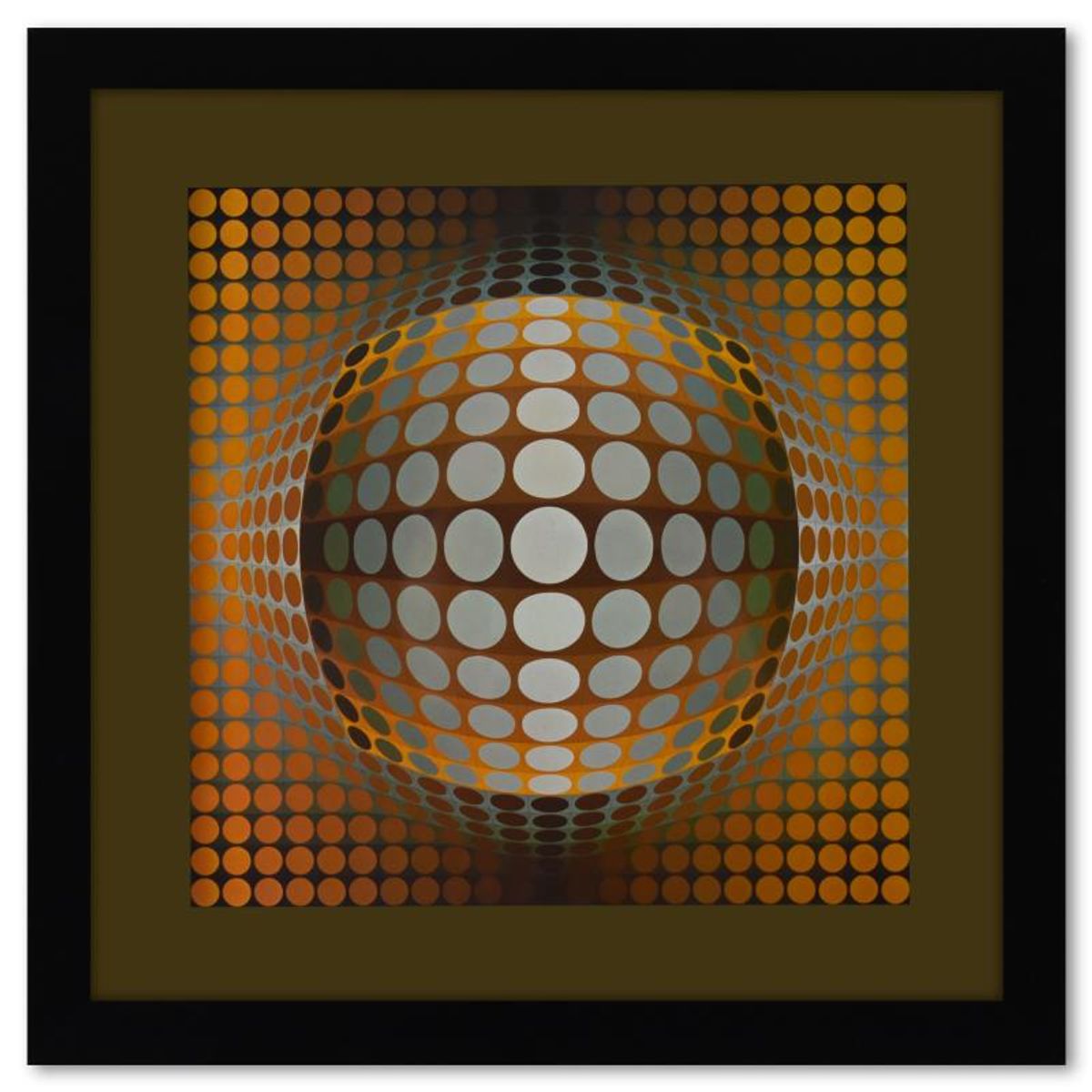 Victor Vasarely (1908-1997), "Vega - Zett - 2 de la serie Structures Universelles Du Damier" Framed 1975 Heliogravure Print with Letter of Authenticity