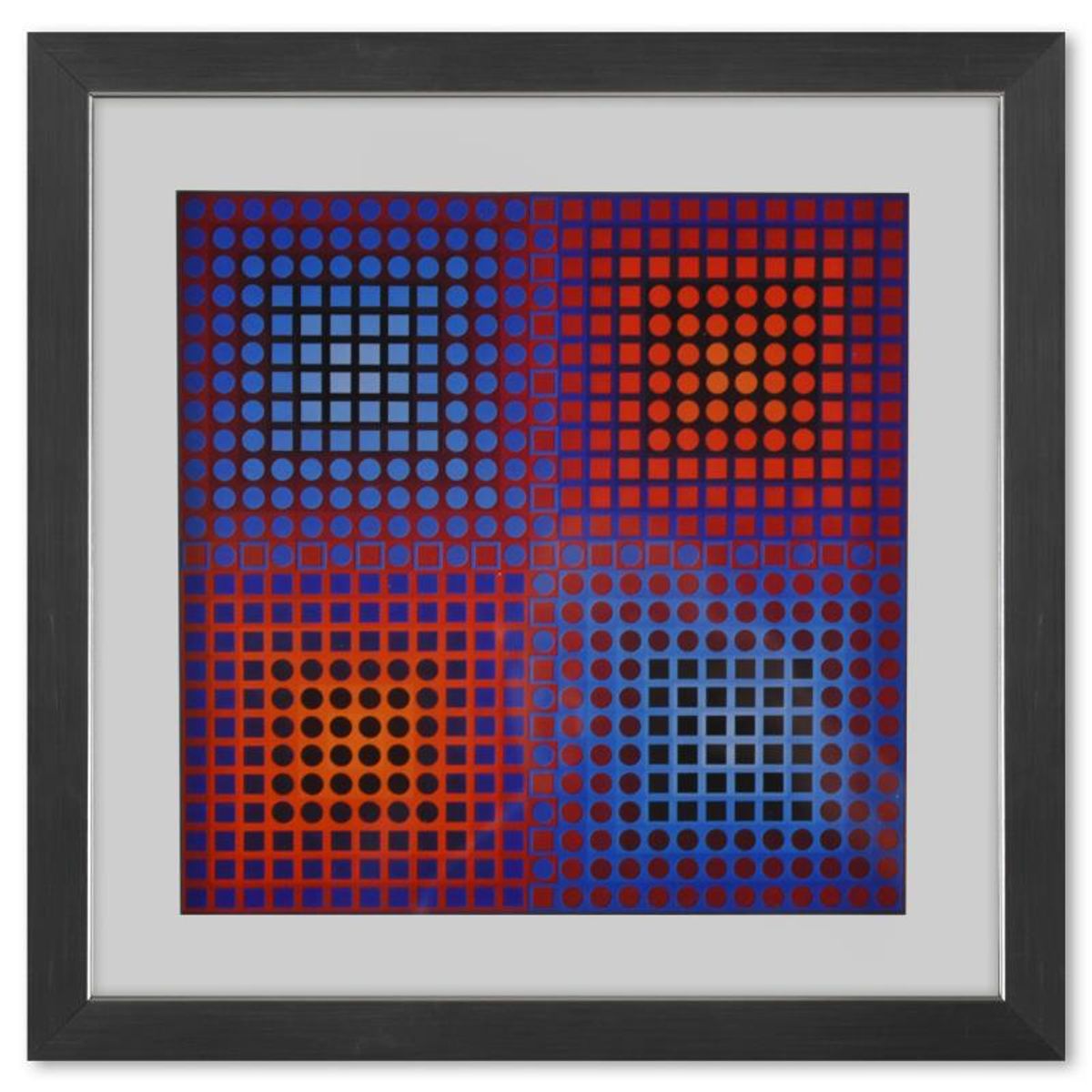 Victor Vasarely (1908-1997), "EG - 1 - 2 de la serie Folklore Planetaire" Framed 1971 Heliogravure Print with Letter of Authenticity