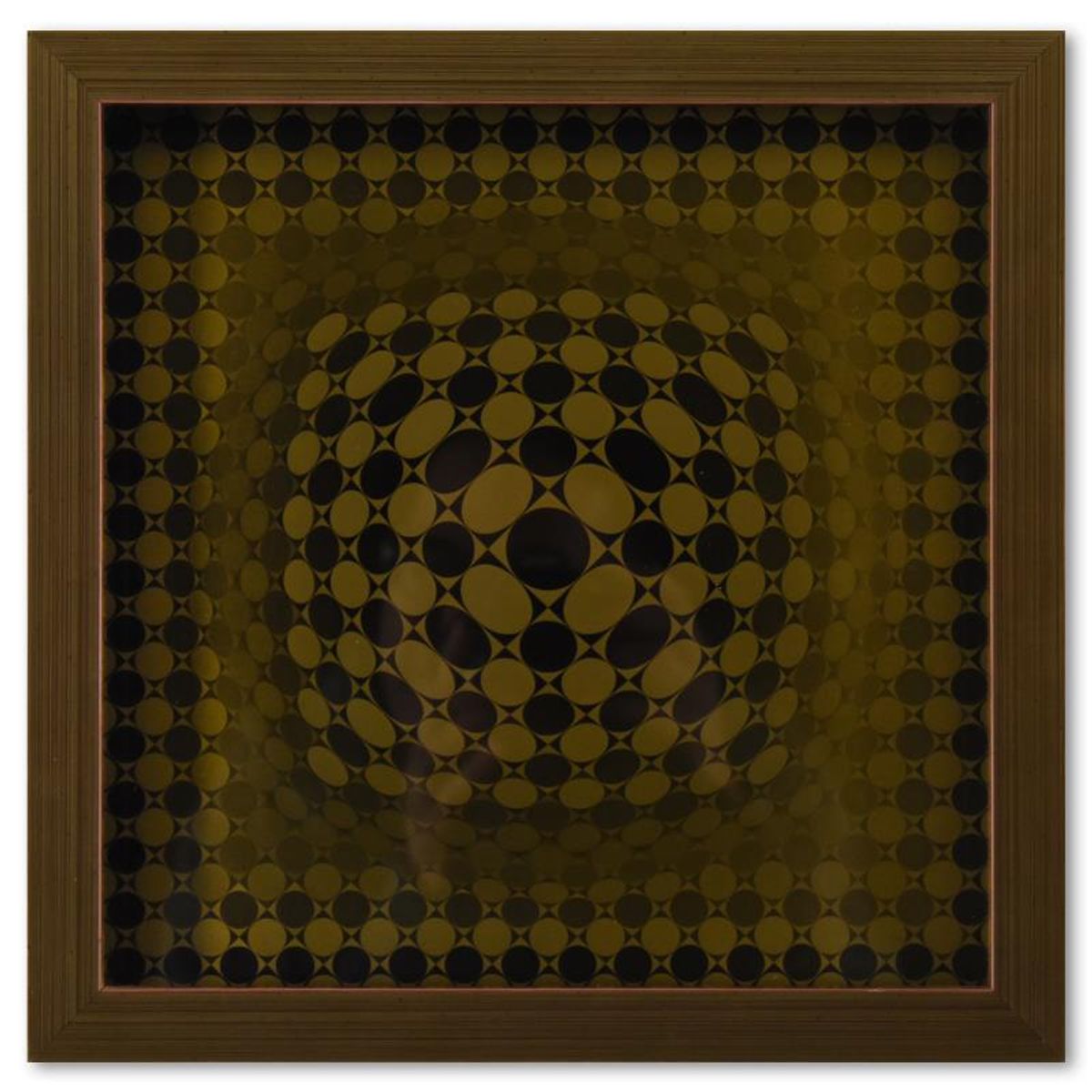 Victor Vasarely (1908-1997), "Vega - JG de la serie Vega" Framed 1971 Heliogravure Print with Letter of Authenticity