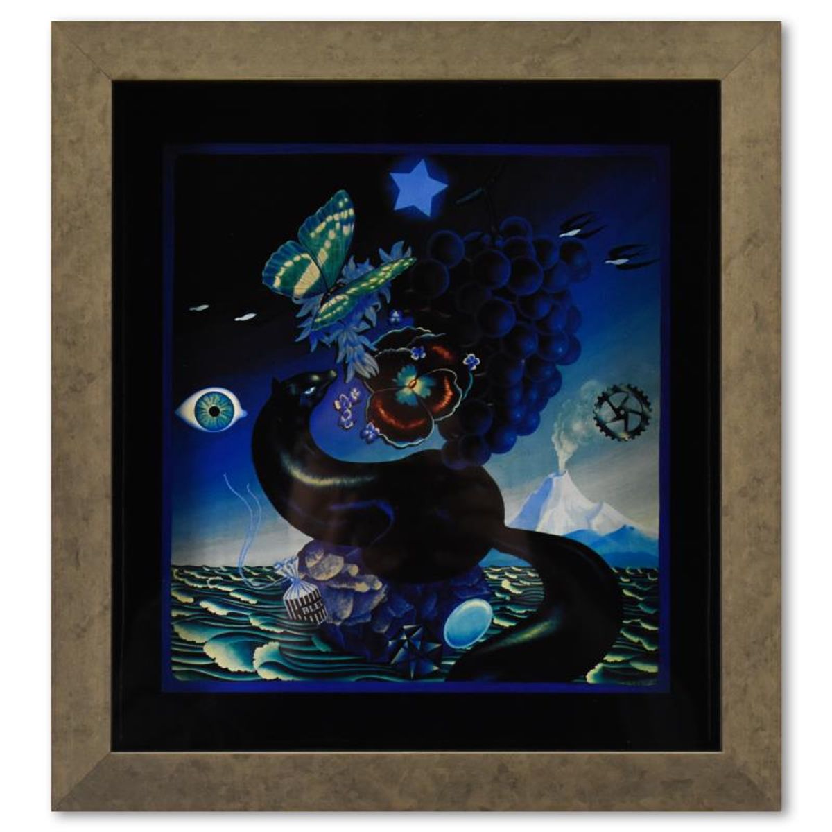 Victor Vasarely (1908-1997), "Etude En Bleu de la serie Graphismes 2" Framed 1977 Heliogravure Print with Letter of Authenticity