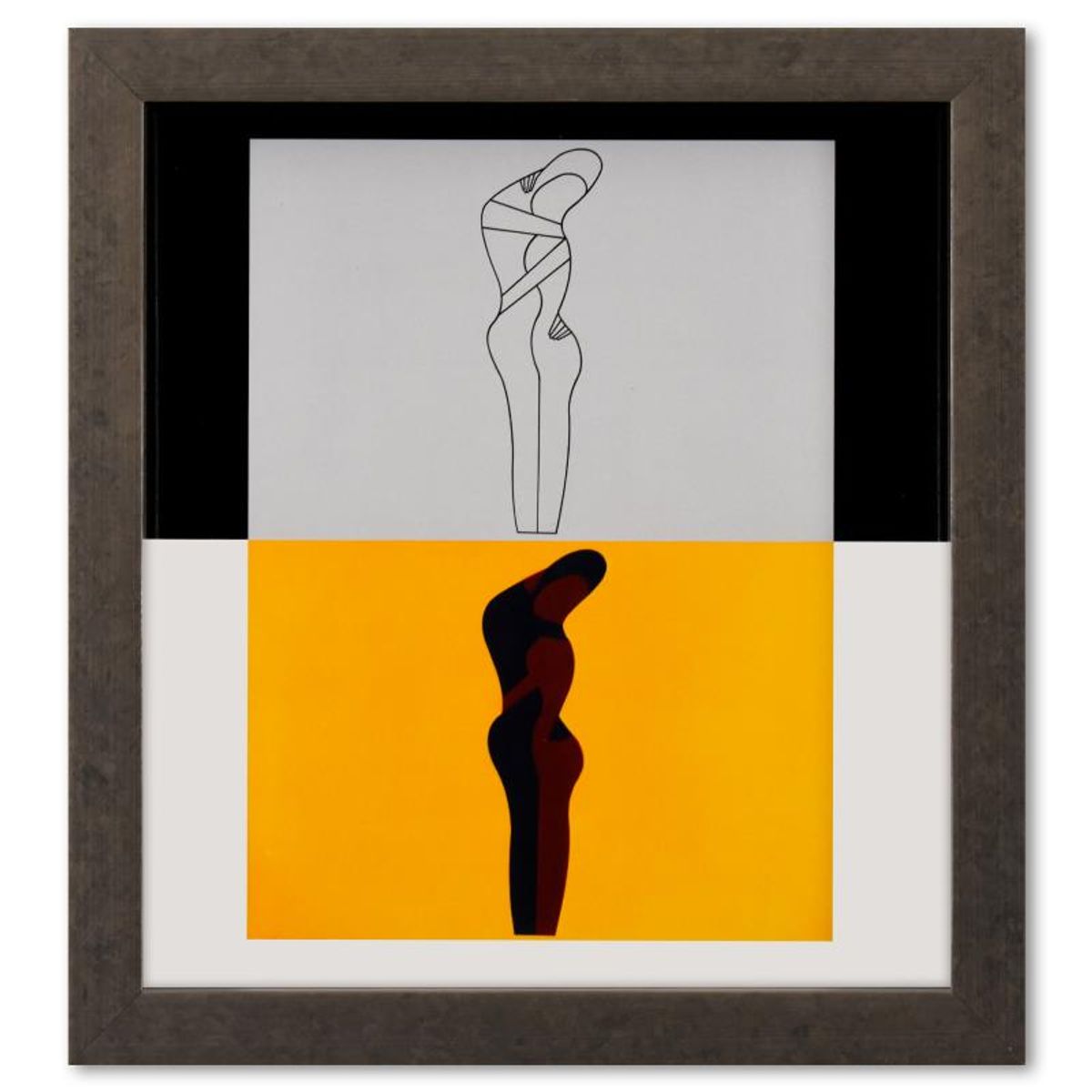 Victor Vasarely (1908-1997), "Amor - II (A, B) de la serie Graphismes 3" Framed 1977 Heliogravure Print with Letter of Authenticity