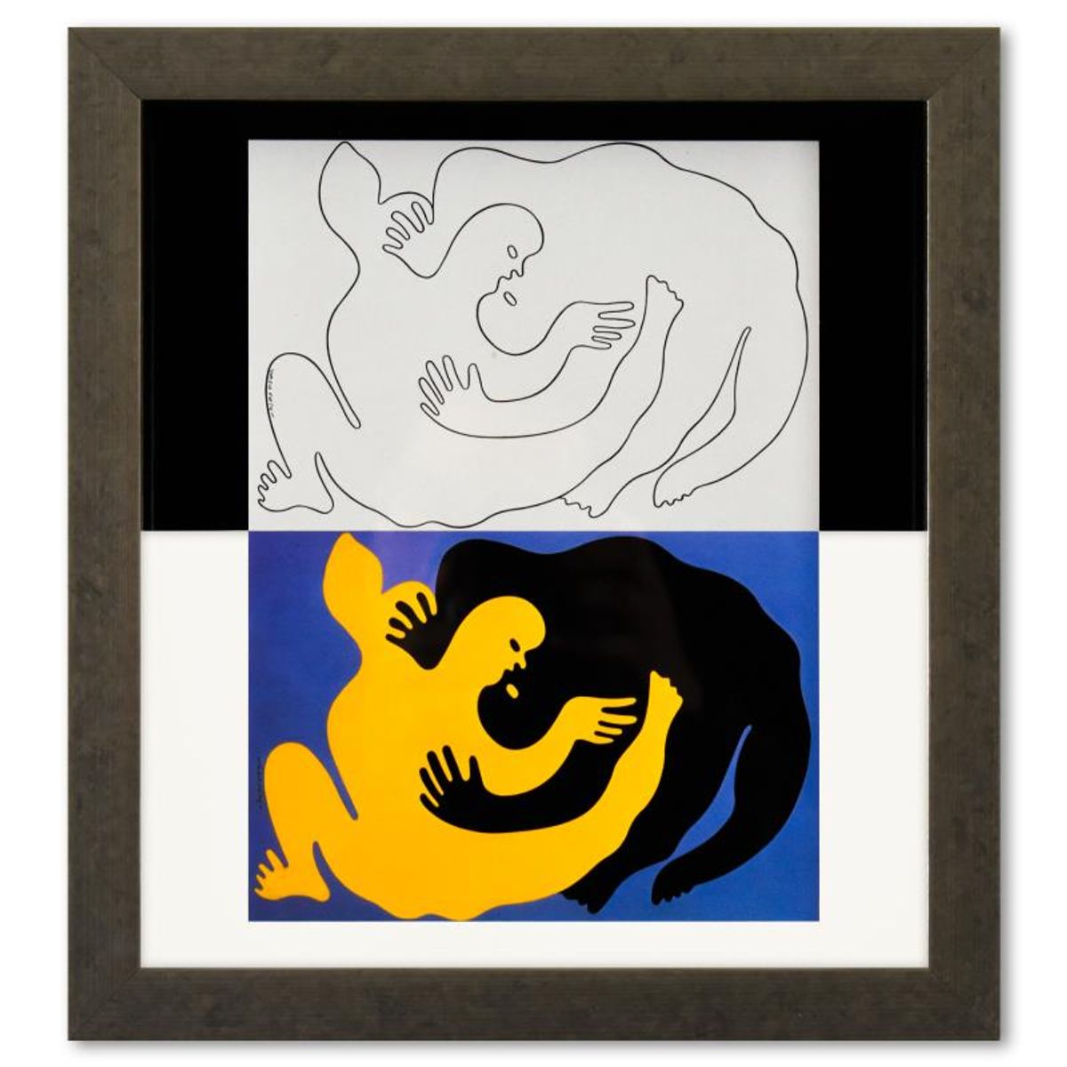 Victor Vasarely (1908-1997), "Catch (1,2) de la serie Graphismes 3" Framed 1977 Heliogravure Print with Letter of Authenticity