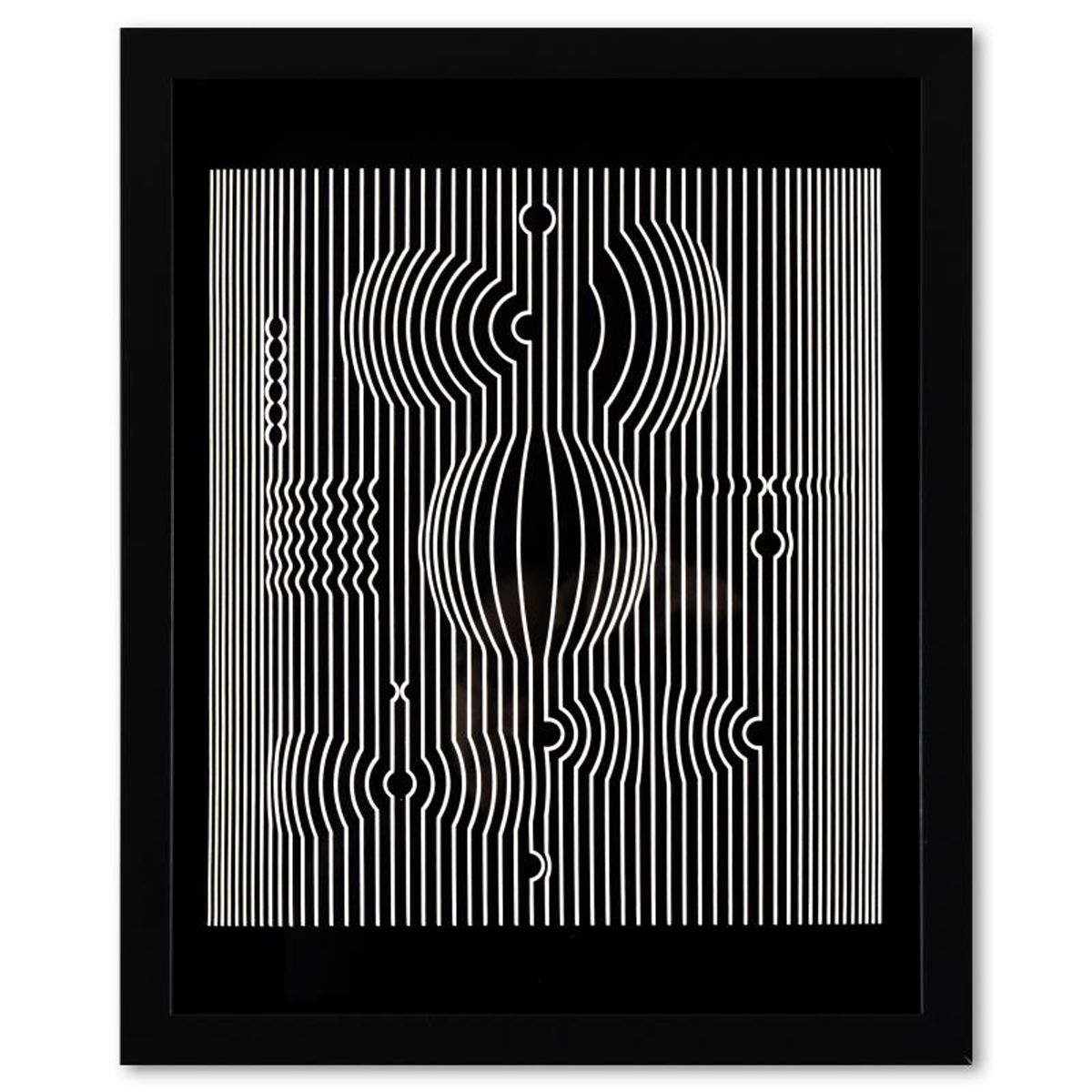 Victor Vasarely (1908-1997), "Manipur de la serie Ondulatoires" Framed 1973 Heliogravure Print with Letter of Authenticity
