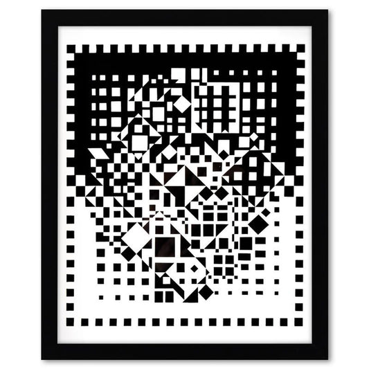 Victor Vasarely (1908-1997), "YMPHY et Aguia-II de la serie Croises (Diptych)" Framed 1973 Heliogravure Prints with Letter of Authenticity