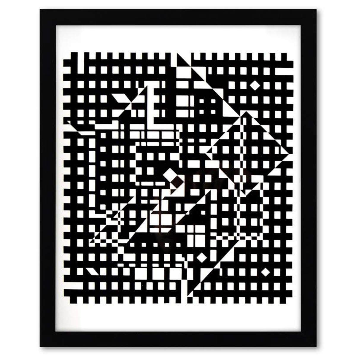 Victor Vasarely (1908-1997), "YMPHY et Aguia-II de la serie Croises (Diptych)" Framed 1973 Heliogravure Prints with Letter of Authenticity