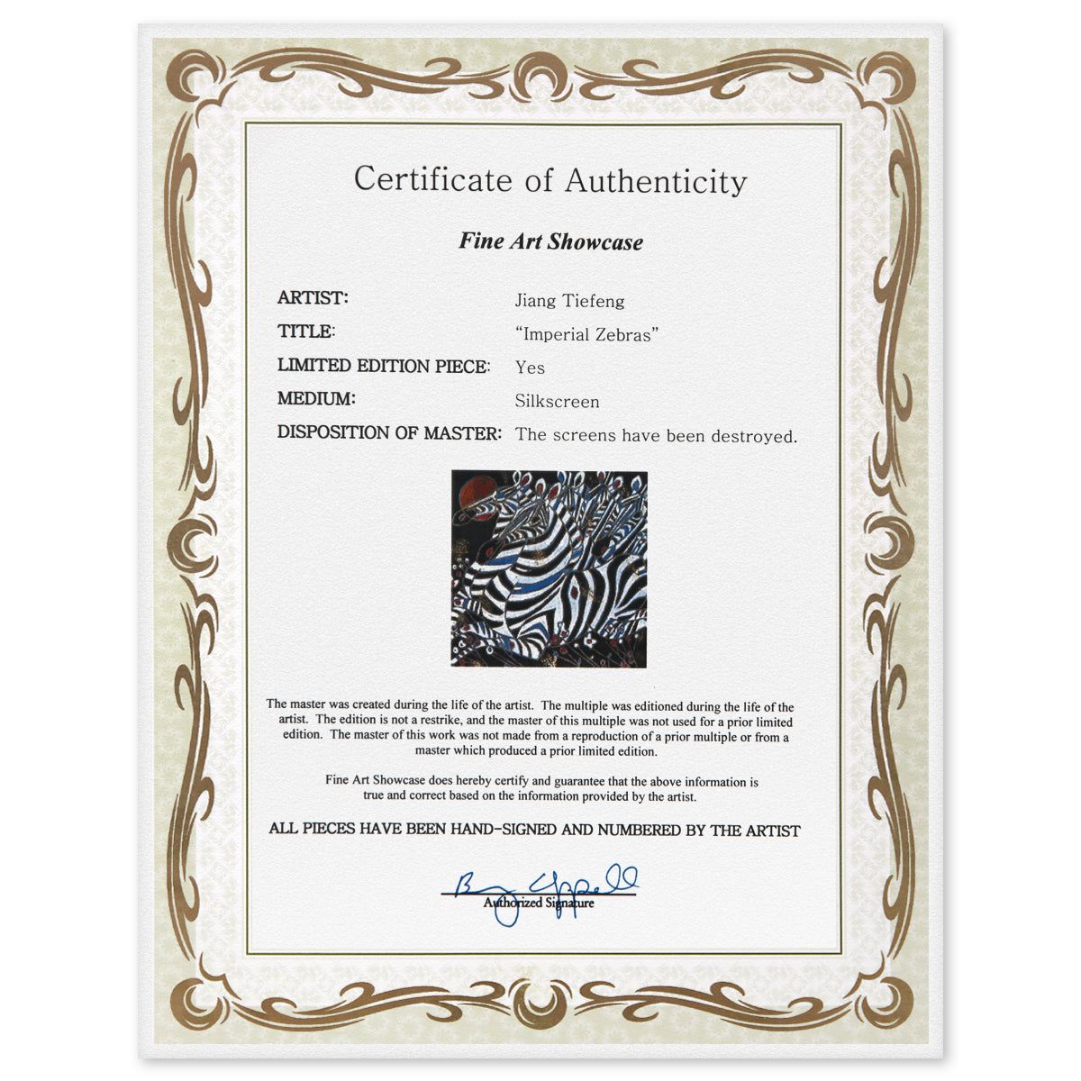 Jian Tie Feng- Silkscreen "Imperial Zebras"