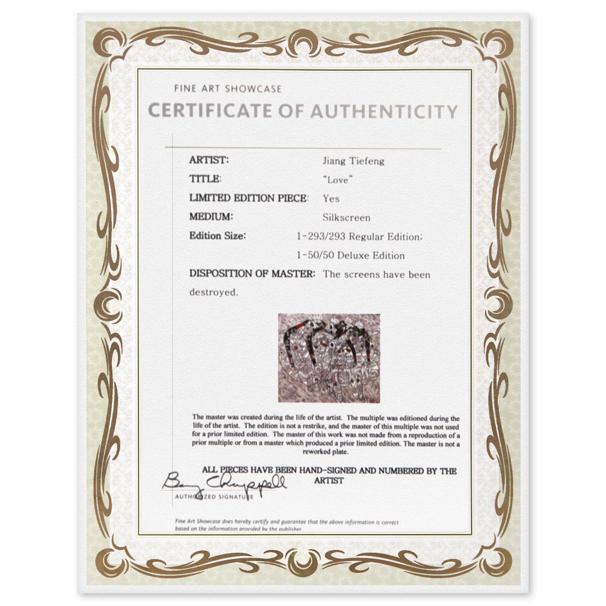 Jian Tie Feng- Silkscreen "Love"