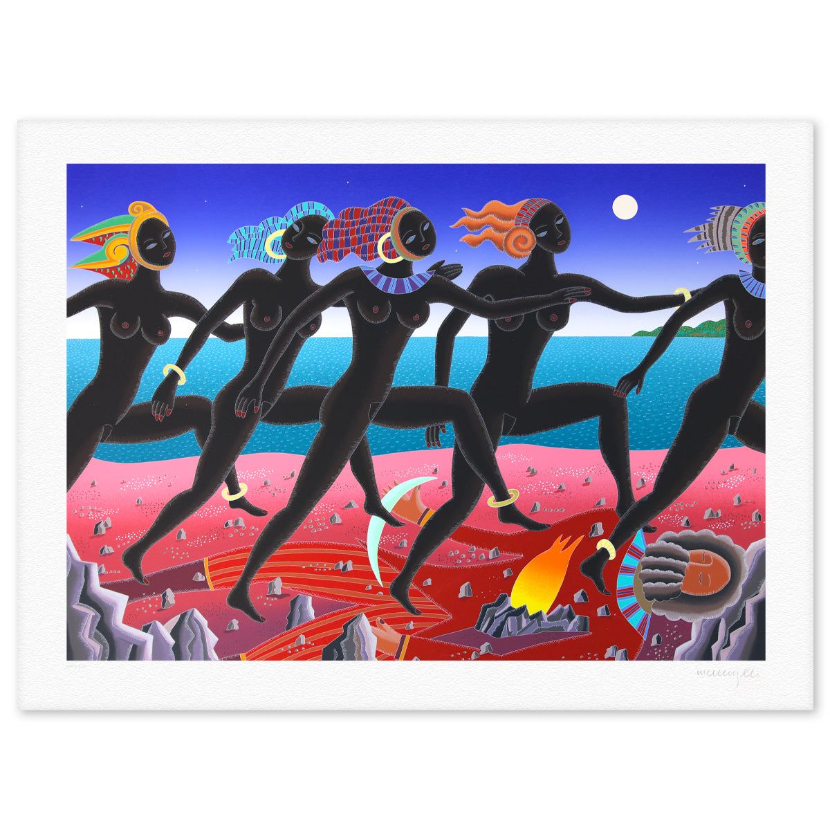 Thomas Mcknight- Serigraph "Running Nubians"