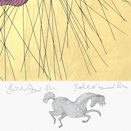 Guillaume Azoulay- Gold Leaf Silkscreen with Remarque "La Jument"