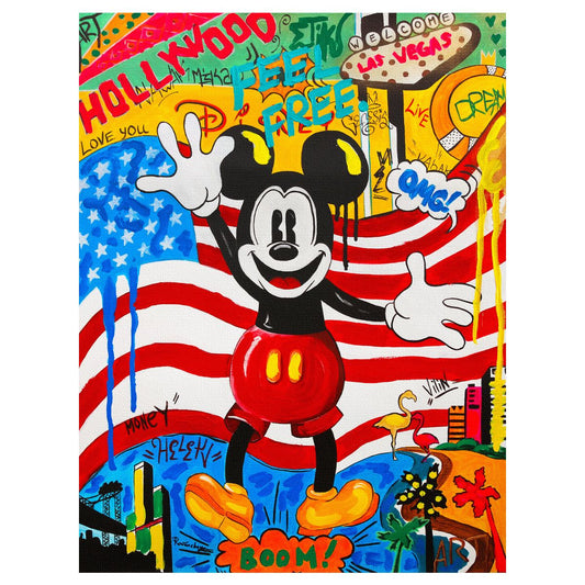Nastya Rovenskaya- Original Mixed Media on Canvas "Back in the U.S.A"