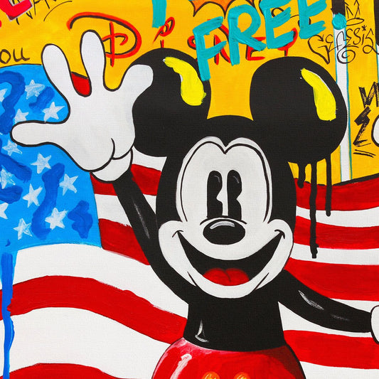 Nastya Rovenskaya- Original Mixed Media on Canvas "Back in the U.S.A"