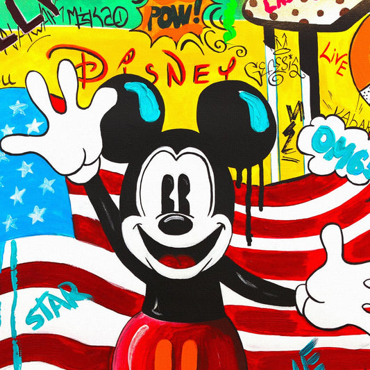 Nastya Rovenskaya- Original Mixed Media on Canvas "Back in the U.S.A"