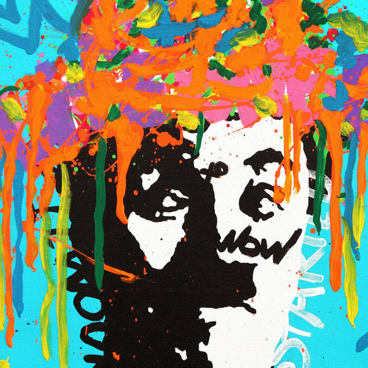 Nastya Rovenskaya- Original Mixed Media on Canvas "Charlie's Hat"