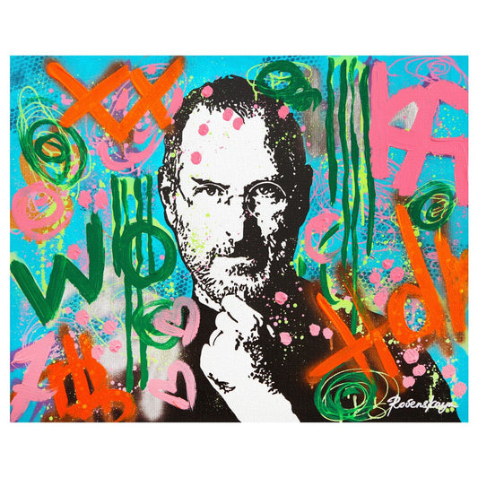 Nastya Rovenskaya- Original Mixed Media on Canvas "Mr. Jobs"