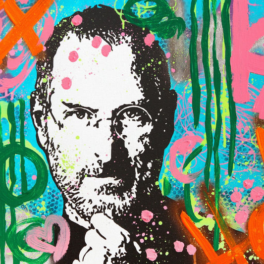 Nastya Rovenskaya- Original Mixed Media on Canvas "Mr. Jobs"