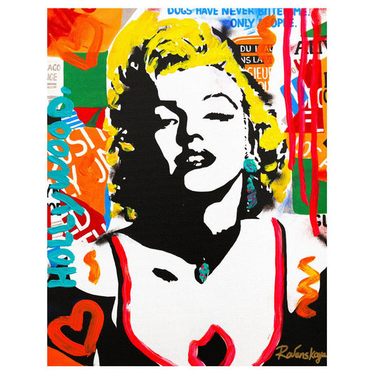 Nastya Rovenskaya- Original Mixed Media on Canvas "The Shadow of Marilyn"