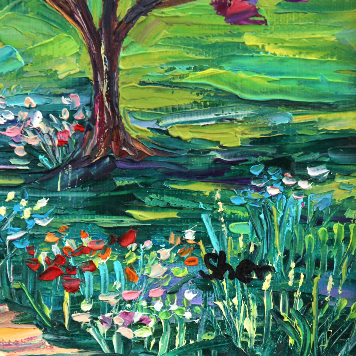 Svyatoslav Shyrochuk- Original Oil on Canvas "Stroll Beneath the Cherry Skies"