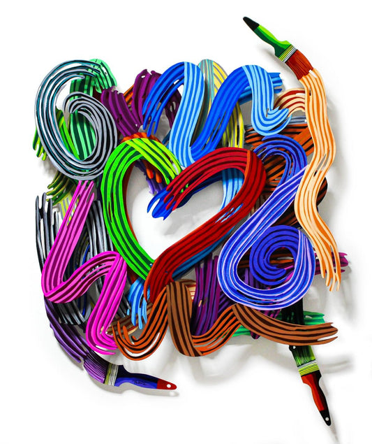 Patricia Govezensky- Original Painting on Cutout Steel "Work of Heart"