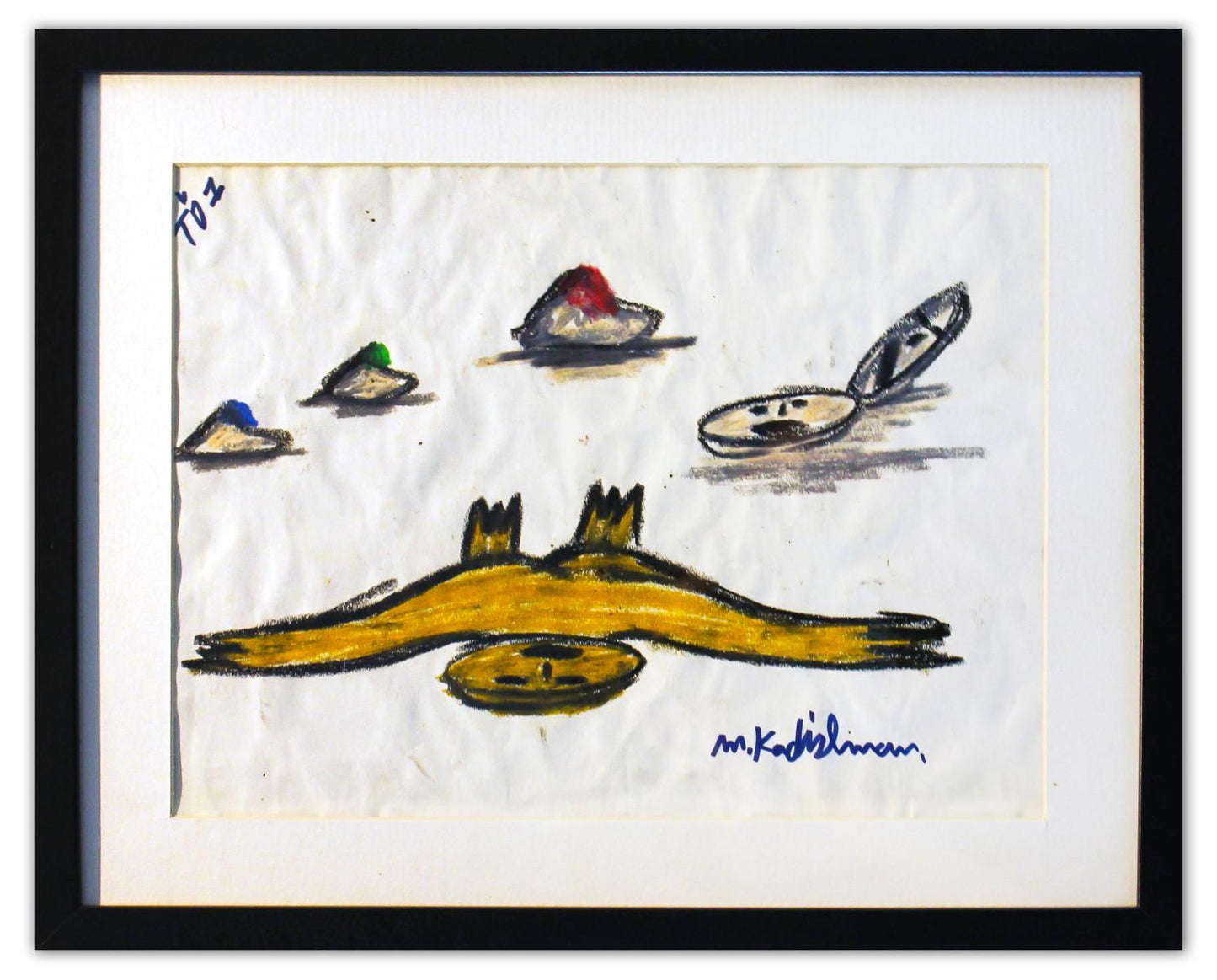 Menashe Kadishman- Pastel on Paper "Untitled"