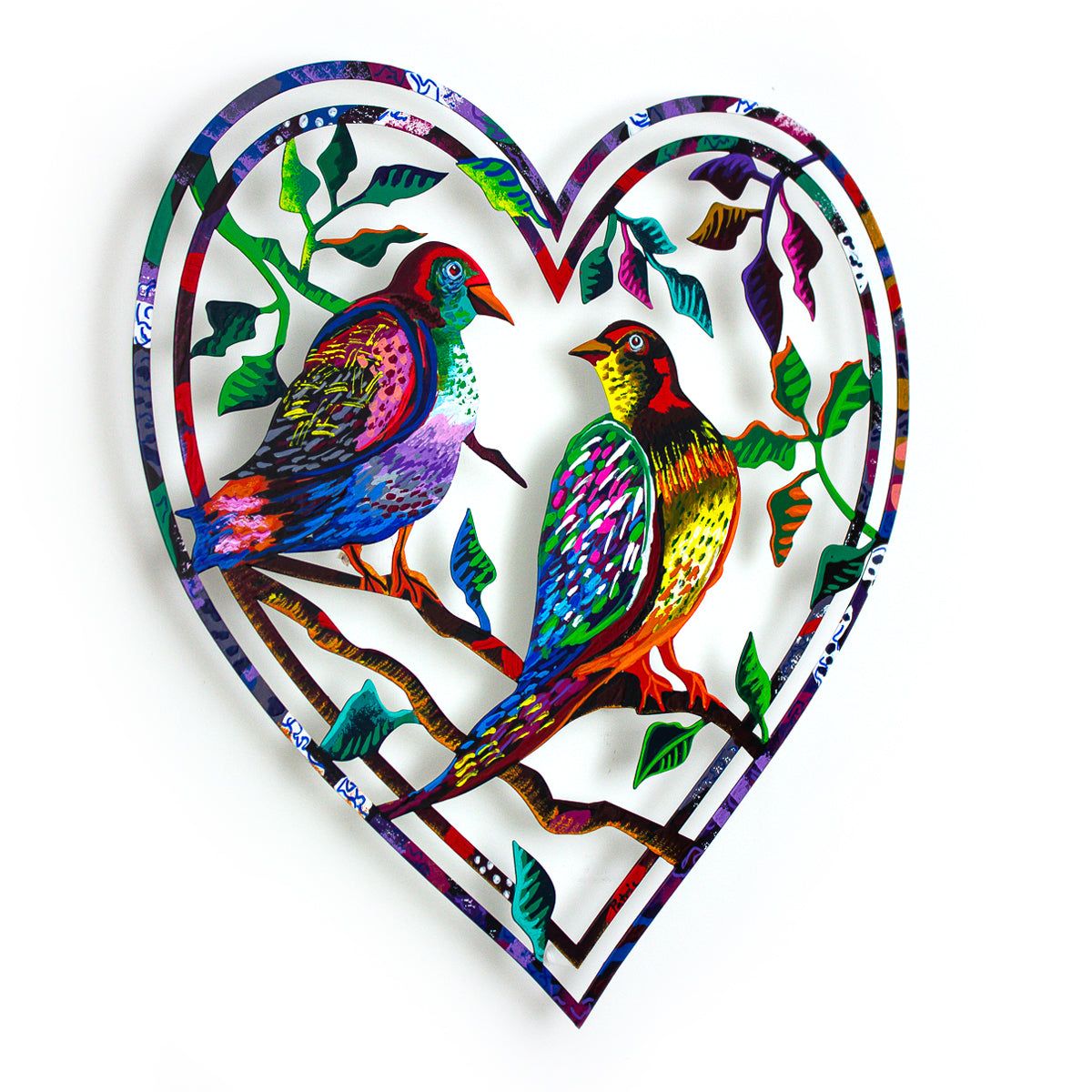 Patricia Govezensky- Original Painting on Laser Cut Steel "Love Birds"