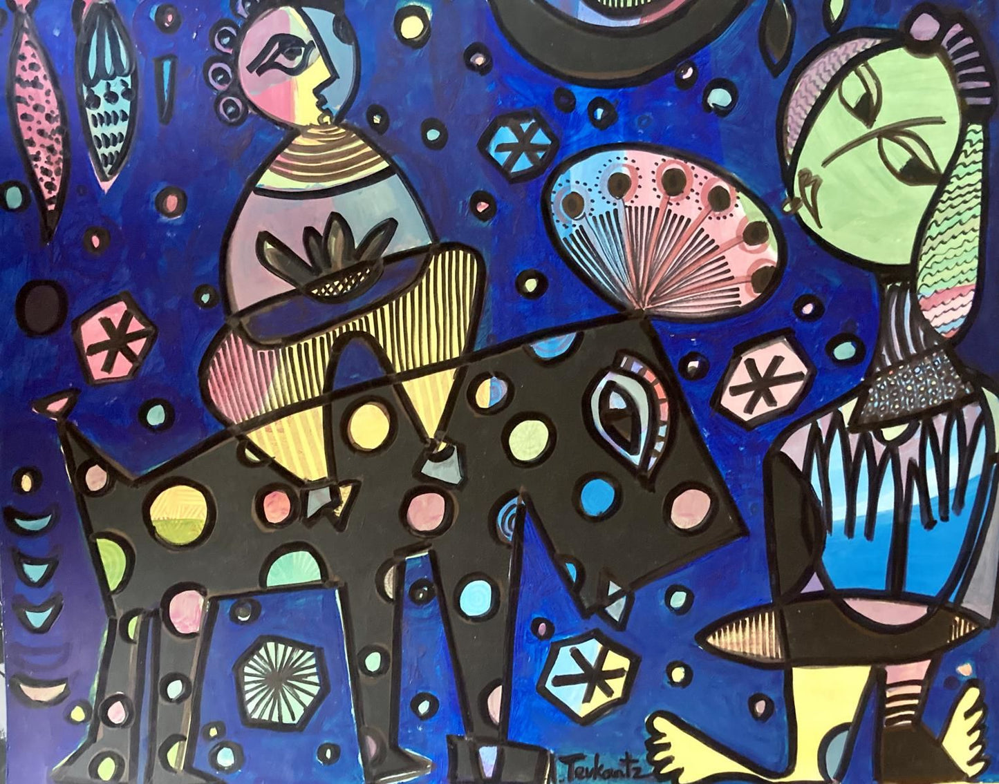 Ara Tevkantz (b. 1956)- Mixed media on paper