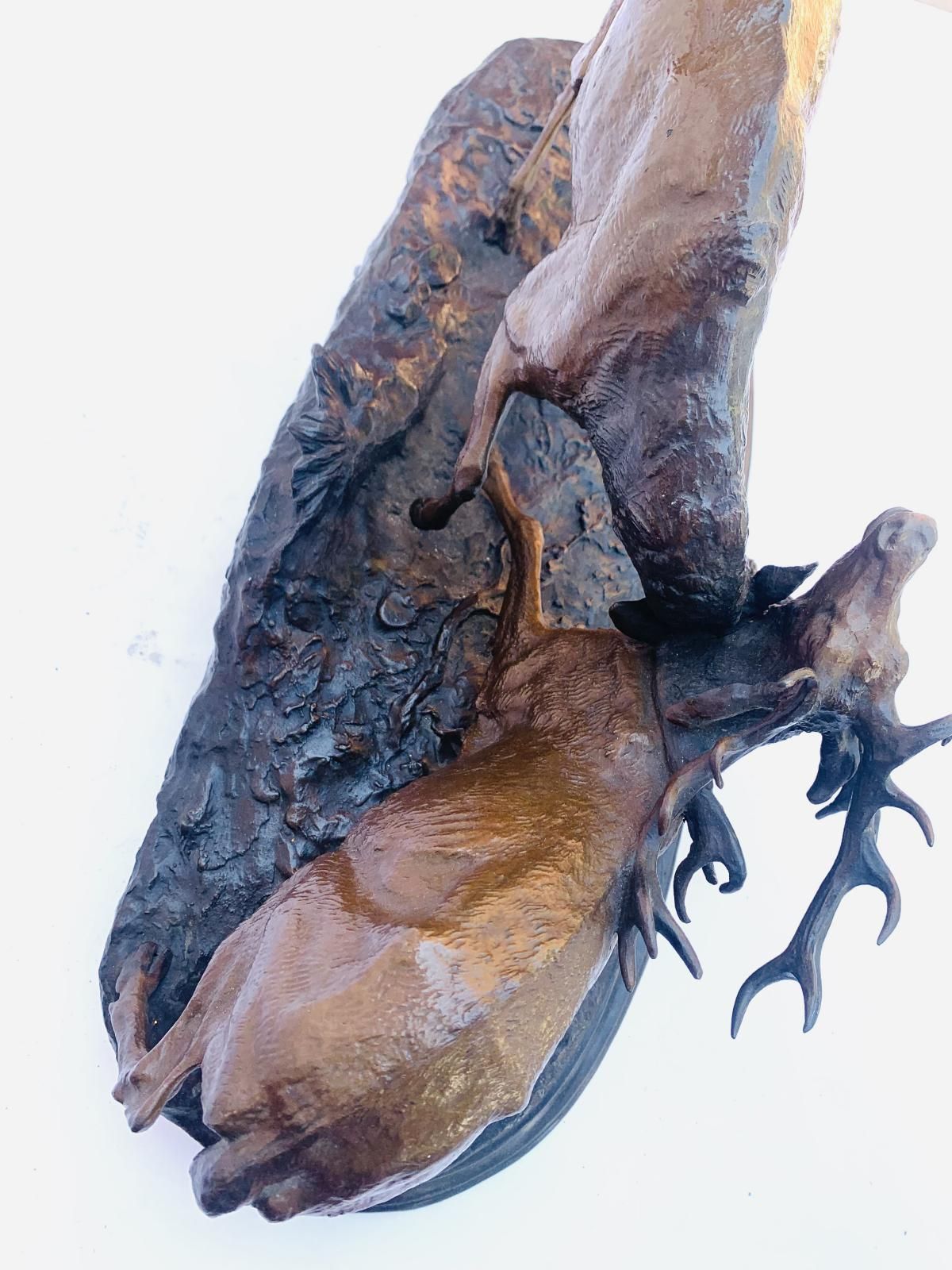 PJ Mene- Bronze Sculpture "Fighting Stag"