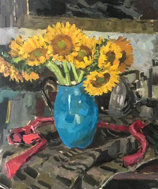 Boris Tyomkin- Oil on canvas "Sunflowers"
