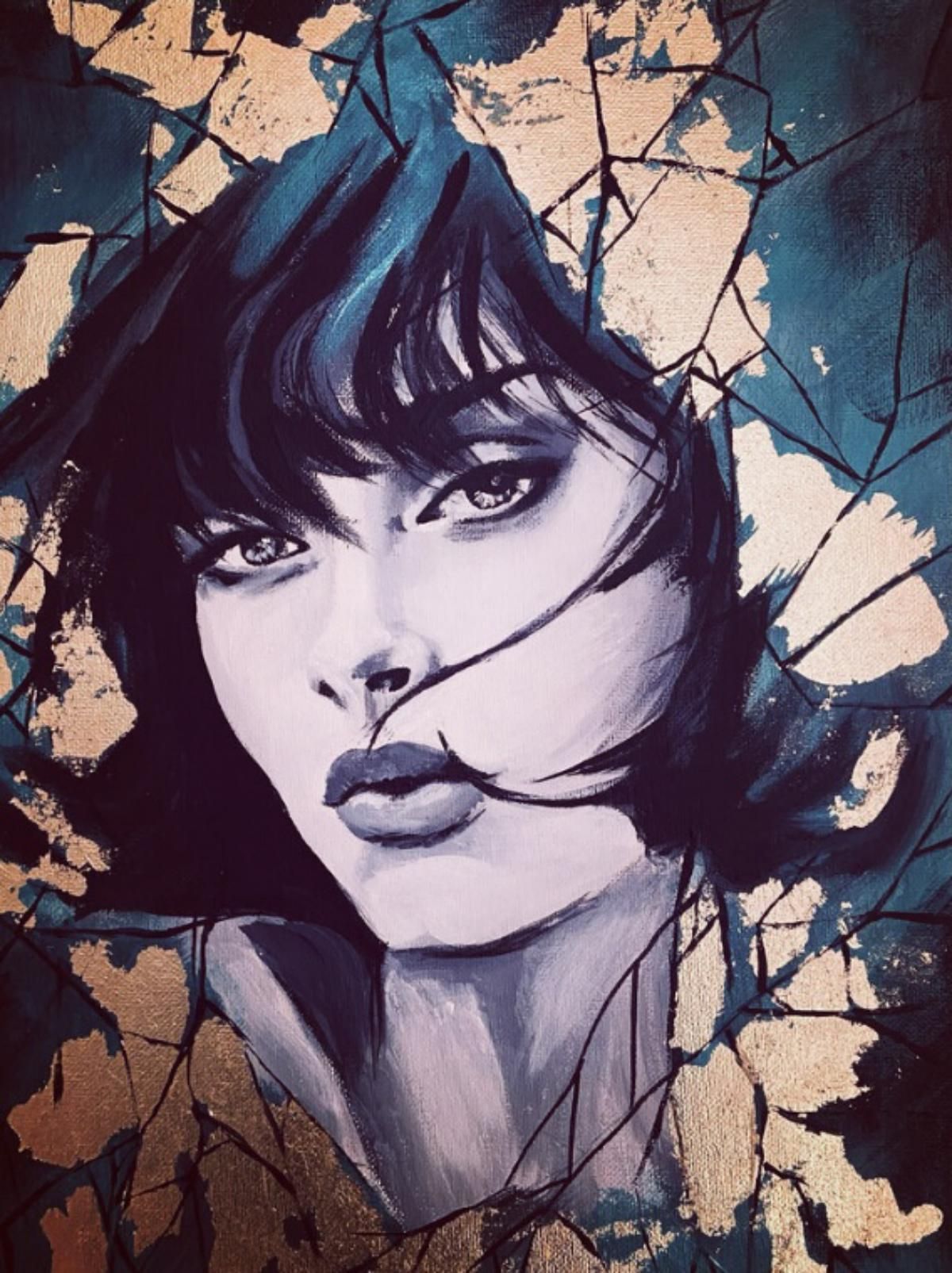 Sylvia Cohen- Original painting on canvas with gold leaf