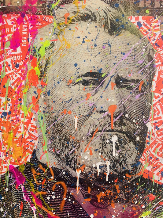 E.M. Zax- Mixed media with acrylic paint "$50 Bill"