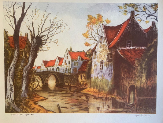 Unknown- Set of 3 vintage lithographs on paper