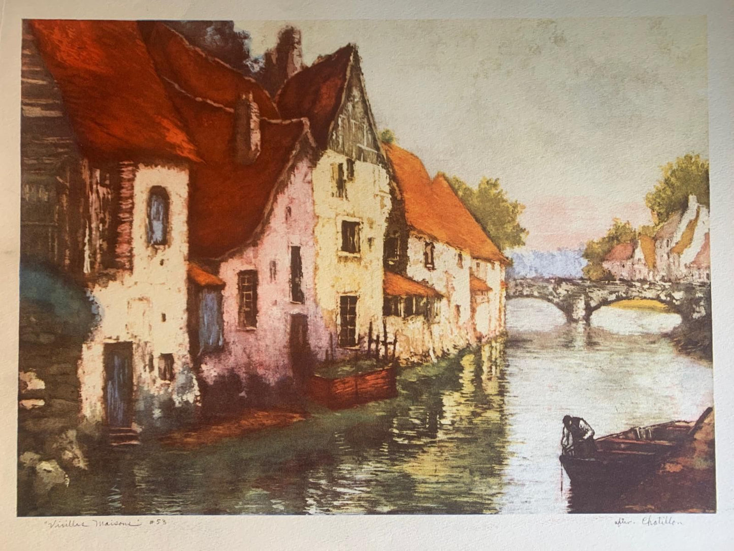 Unknown- Set of 3 vintage lithographs on paper