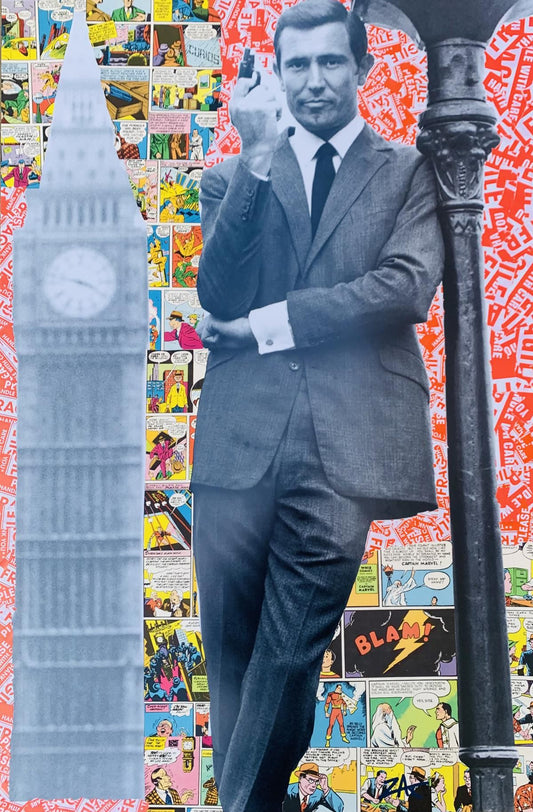 E.M ZAX- Mixed media collage on paper "Bond "