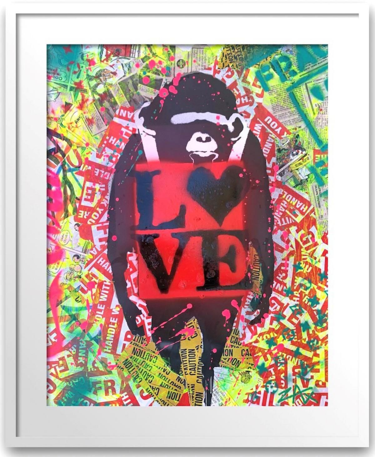 E.M. Zax- 1/1 mixed media collage and paints on paper