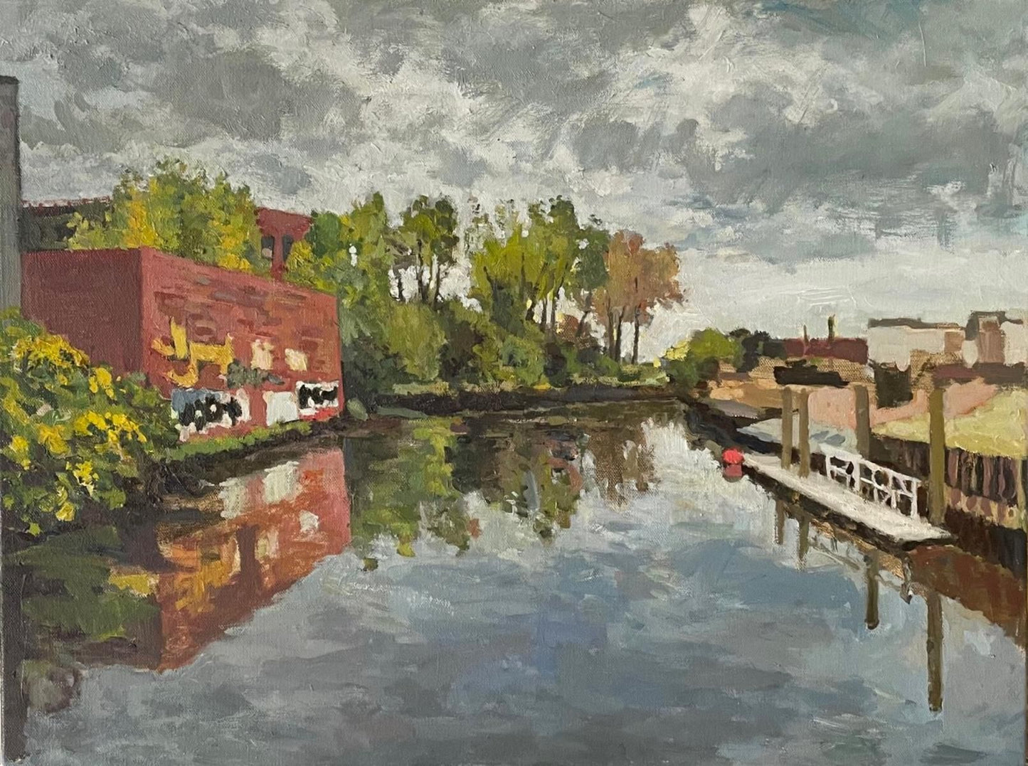 Boris Tyomkin- Oil on canvas "Gowanus Canal, Brooklyn"