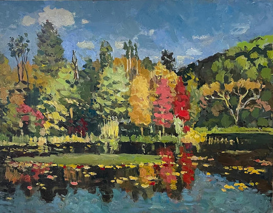 Boris Tyomkin- Oil on canvas "Fall, Prospect Park, NY"